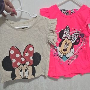 Disney Minnie Mouse Kids Tees - Beige and Pink Bundle 3t